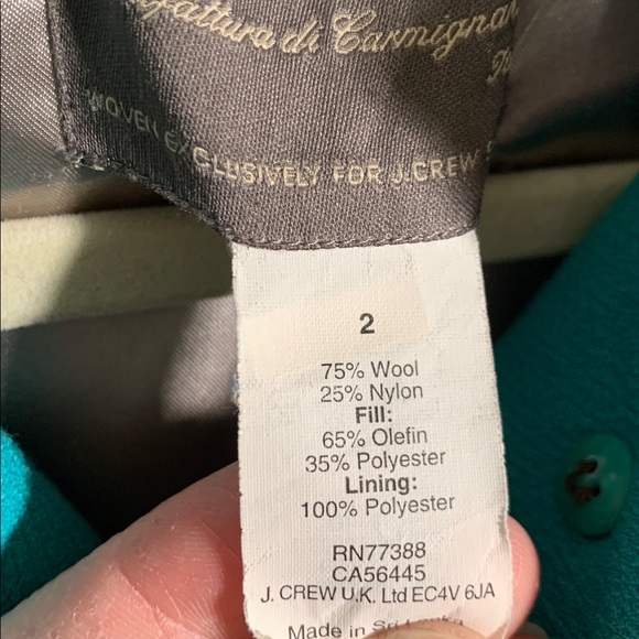 J.Crew Womens Double Cloth Wool Lady Day Coat Teal Size 2 Preppy Old Money Retro - Picture 5 of 7